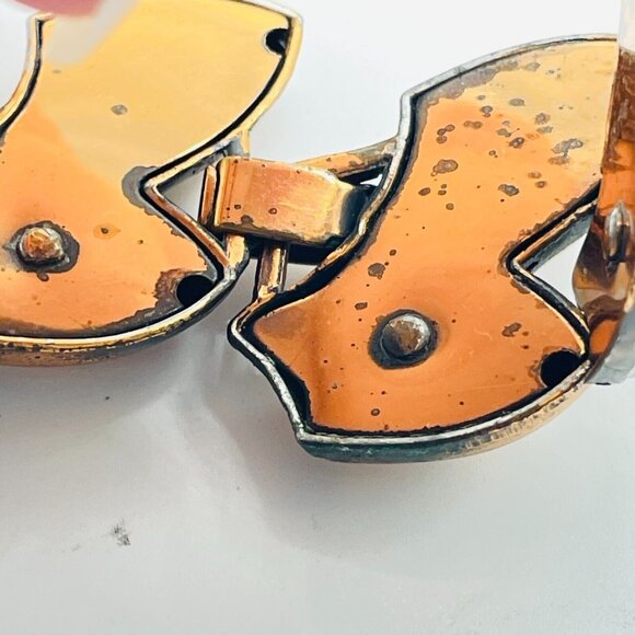 Vintage Cone Link Bracelet Copper Tone Chunky Classic Retro Shell - Picture 4 of 8